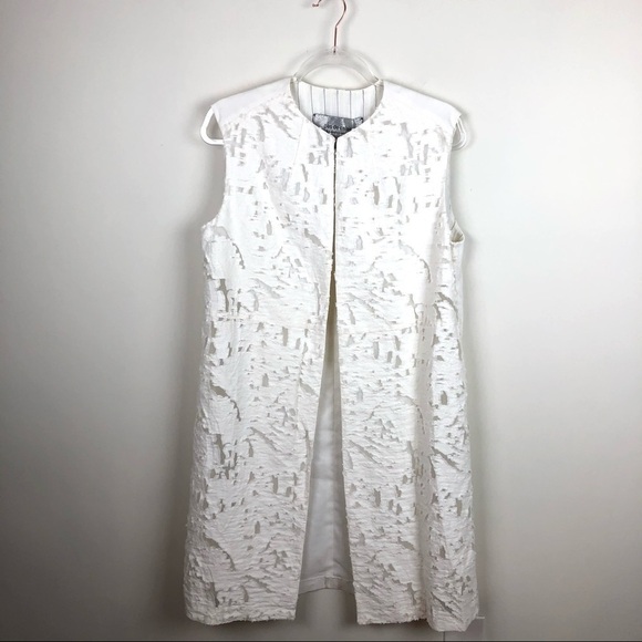 Pas De Calais Vest Long Lightweight White New NWT - Picture 1 of 6
